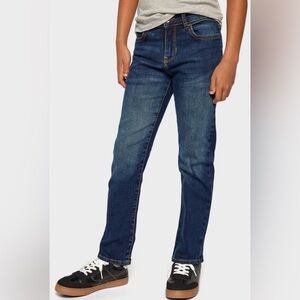 PLACE denim blue jeans stretch straight leg adjustable waistband 5 pocket size 7